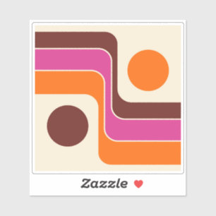 Mod jaren 70 Retro Stijl Geometrisch Ontwerp Sticker