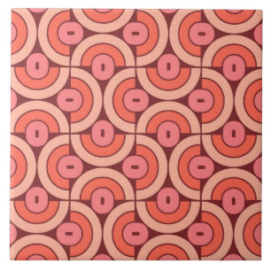 Mod jaren 70 Retro Stijl Geometrisch Ontwerp Tegeltje
