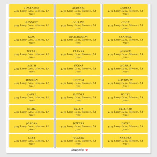 MOD JAUNE TULIP MARIAGE Étiquettes de adresse (Feuille)