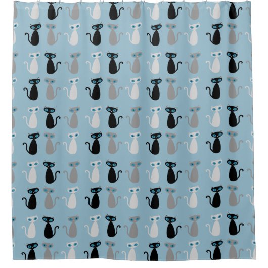 Mod Katten Aangepaste kleur Showgordijn Douchegordijn (Voorkant)