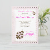 Mod Ladybug 5x7 Baby shower rose Invitation (Debout devant)
