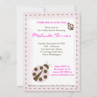 Mod Ladybug 5x7 Roze Baby shower Uitnodiging