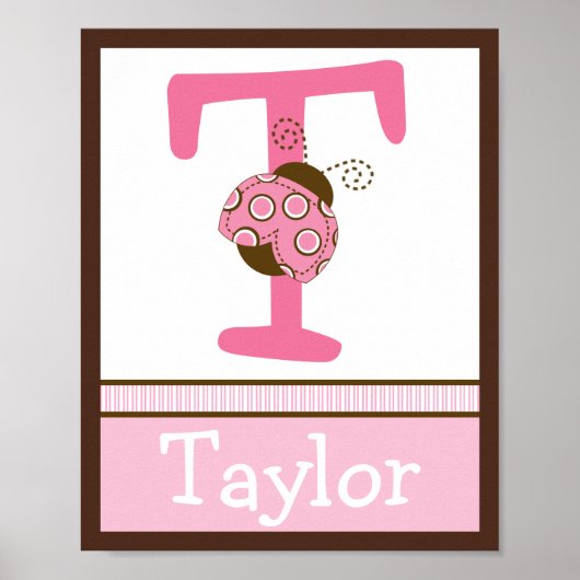 Mod Ladybug Lettre & Nom Poster d'Art Mur (Devant)