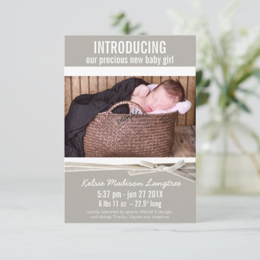 Mod Lin Bébé Faire-part de naissance fille (Debout devant)