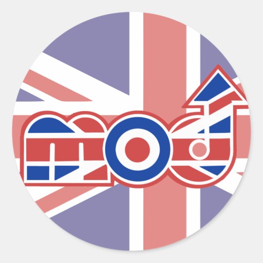 Mod Logo 2 Ronde union jack stickers (Voorkant)