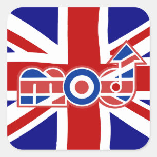 Mod Logo Union Jack achtergrond vierkante stickers
