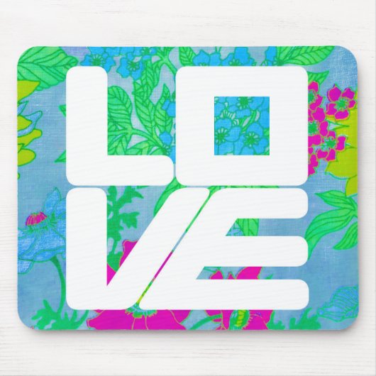 Mod LOVE Mousepad over Floral Muismat (Voorkant)