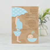 Mod Mama Umbrella Boy Baby shower Kaart (Staand voorkant)