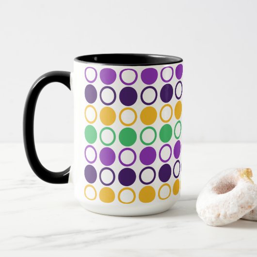 Mod Mardi Gras Stippen Mok (Met donut)