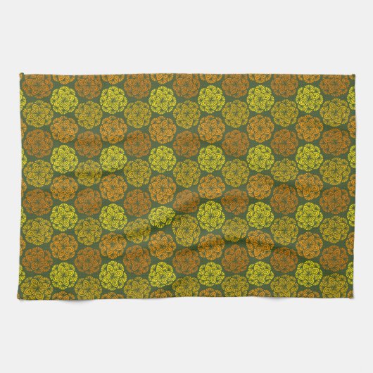 Mod Marigolds Floral Pattern Kitchen Towel Theedoek (Horizontaal)