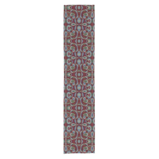 Mod Maroon Brown Abstract Korte Tafelloper (Voorkant)