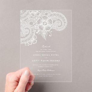 Mod Mehandi Clear Acrylic Wedding Invitation Acryl Uitnodigingen