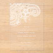 Mod Mehandi Clear Acrylic Wedding Invitation Acryl Uitnodigingen (Voorkant)