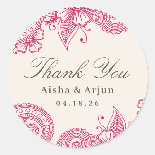 Mod Mehandi Mariage Favoriser Stickers (Devant)