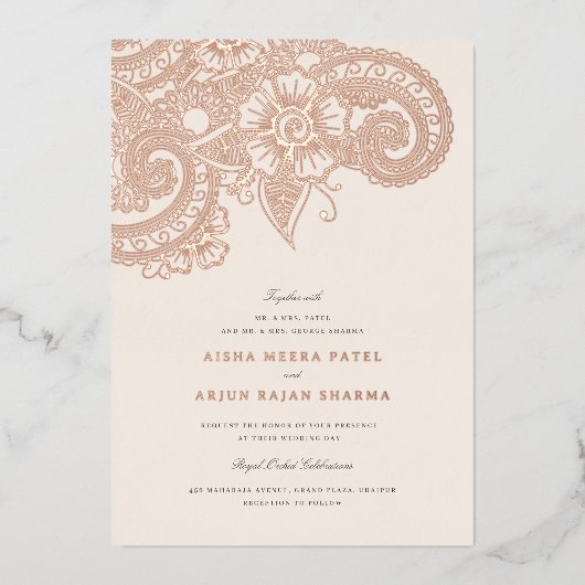 Mod Mehandi Wedding Uitnodiging (Voorkant)