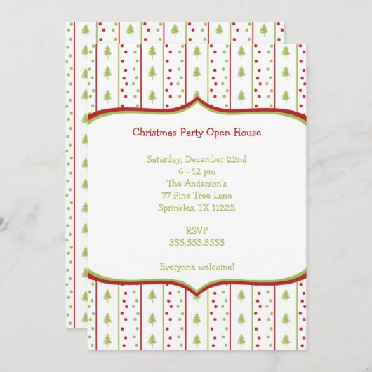 Mod met kerstfeest Uitnodiging met bomen (Voorkant / Achterkant)