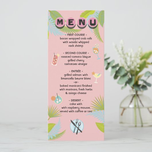 Mod Mid-Century Palms Menu Kaart (Staand voorkant)