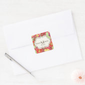 Mod Modern Floral Ranunculus Leaf Roos Bracket Vierkante Sticker (Envelop)