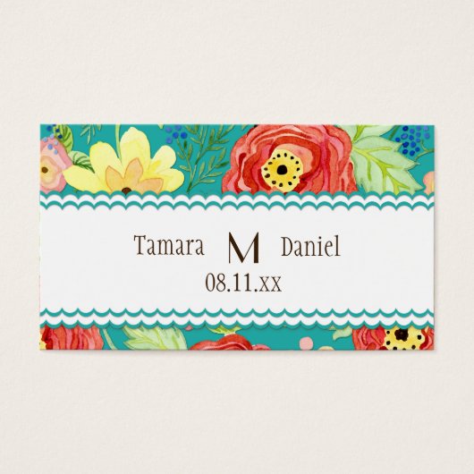 Mod Modern Floral Ranunculus Leaf Roos Bracket Visitekaartjes (Voorkant)