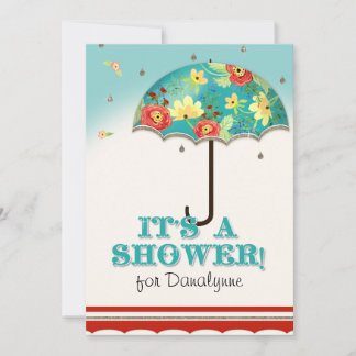 Mod Modern Floral Ranunculus Umbrella Baby shower Kaart