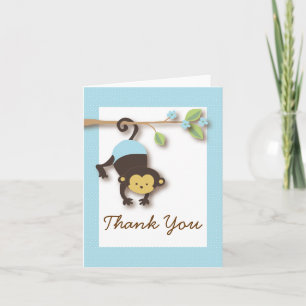 Mod Monkey Baby Boy Blue Thank You Card Bedankkaart