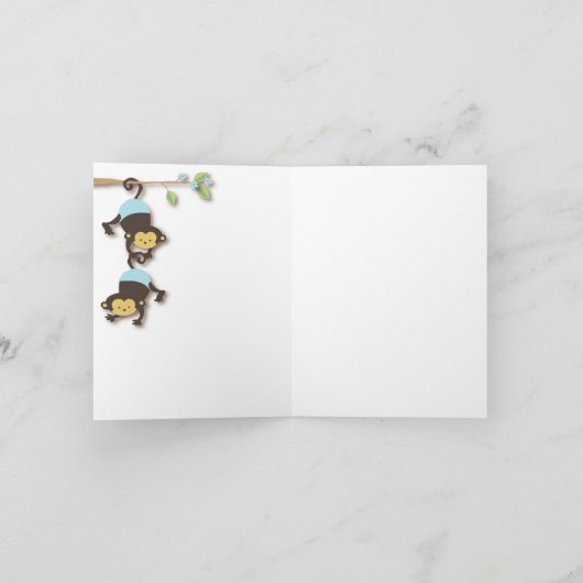 Mod Monkey Baby Boy Blue Thank You Card Bedankkaart (Binnen)