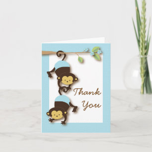 Mod Monkey Baby Boy Blue Thank You Card Bedankkaart