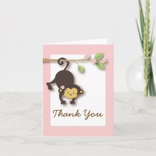 Mod Monkey Baby Girl Roze Hartelijk dank Bedankkaart
