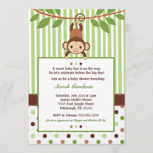 Mod Monkey Baby shower-uitnodiging Kaart