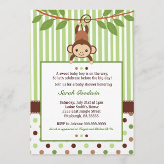 Mod Monkey Baby shower-uitnodiging Kaart
