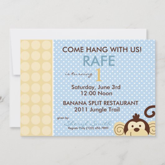 Mod Monkey Birthday Invitation A7-A Kaart (Achterkant)