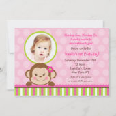 Mod Monkey Birthday Party Invitation Kaart (Voorkant)