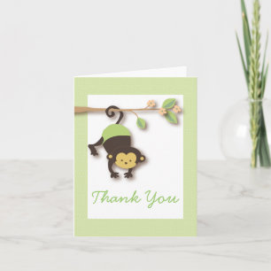 Mod Monkey Neutral Baby Green Thank You Card Bedankkaart