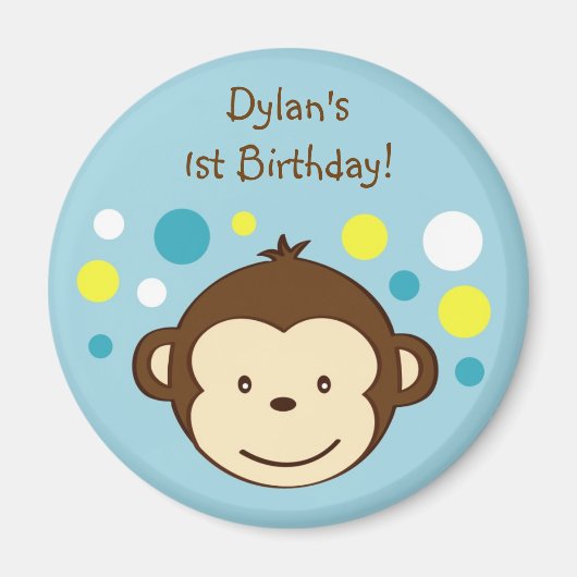 Mod Monkey Pois Anniversaire Favoriser les Magnets (Devant)