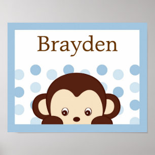 Mod Monkey Stippen Persoonlijke naam Kunst Afdrukk Poster