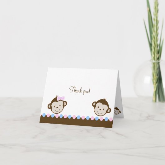 Mod Monkey Twins Rose/Bleu Plié Merci notes (Devant)