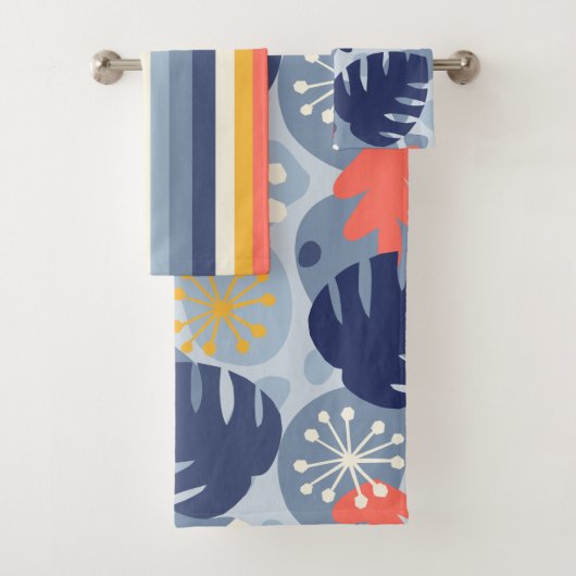 Mod Monstera Leaf Abstract Hawaiian Tropical - Bla Bad Handdoek (Insitu)