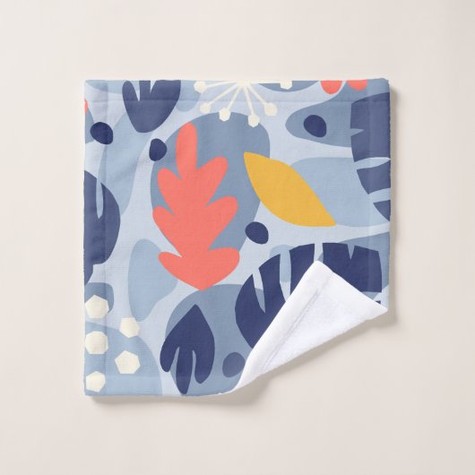 Mod Monstera Leaf Abstract Hawaiian Tropical - Bla Bad Handdoek (Wasdoekje)