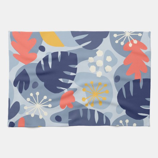Mod Monstera Leaf Abstract Hawaiian Tropical - Bla Theedoek (Horizontaal)