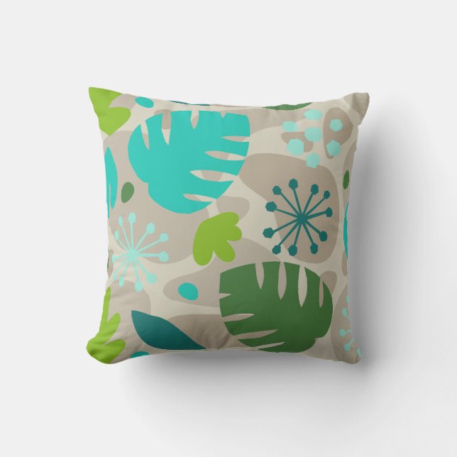 Mod Monstera Leaf Abstract Hawaiian Tropical Buitenkussen (Voorkant)