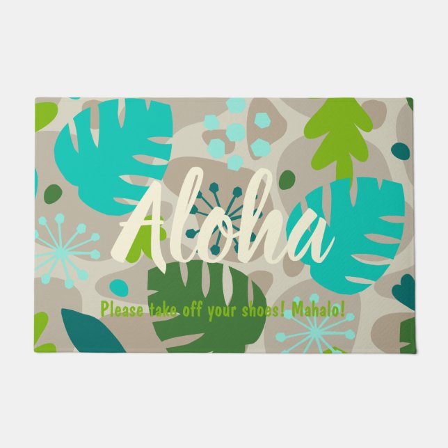 Mod Monstera Leaf Abstract Hawaiian Tropical Deurmat (Voorkant)
