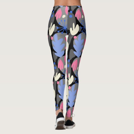 Mod Monstera Leaf Abstract Hawaiian Tropical - Gra Leggings (Achterkant)