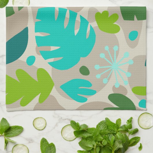Mod Monstera Leaf Abstract Hawaiian Tropical Theedoek (Gevouwen)