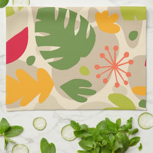 Mod Monstera Leaf Abstract Hawaiian Tropical - War Theedoek (Gevouwen)