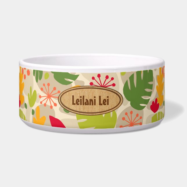 Mod Monstera Leaf Abstract Hawaiian Tropical - War Voerbakje (Voorkant)