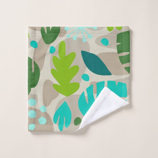 Mod Monstera Leaf Abstrait Hawaï Tropical - Cool (Gant de toilette)