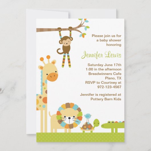 Mod Oerwoud Safari Baby shower Uitnodiging (Voorkant)