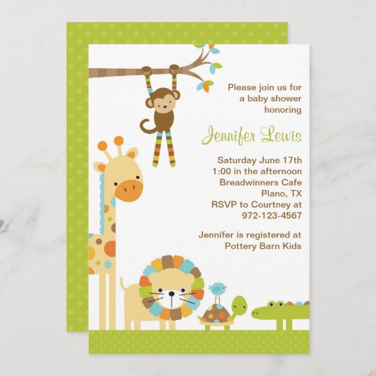 Mod Oerwoud Safari Baby shower Uitnodiging (Voorkant / Achterkant)