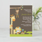 Mod Oerwoud Safari Baby shower Uitnodiging (Staand voorkant)