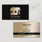Mod or noir Classy Cartes d'affaires immobilières (Devant / Derrière)